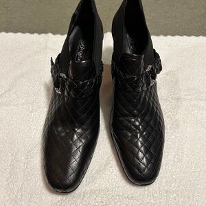 Brighton Roman Black Leather Heeled Ankle Boots